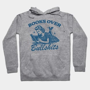 Books Over Bullshirts Graphic T-Shirt, Retro Unisex Adult T Shirt, Vintage 90s Theme T Shirt, Nostalgia Hoodie